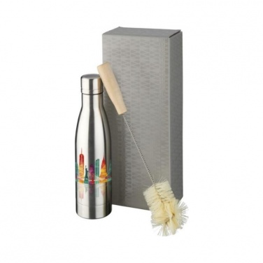 Logo trade promotional item photo of: Vasa copper vacuum insulated bottle with brush set, silver