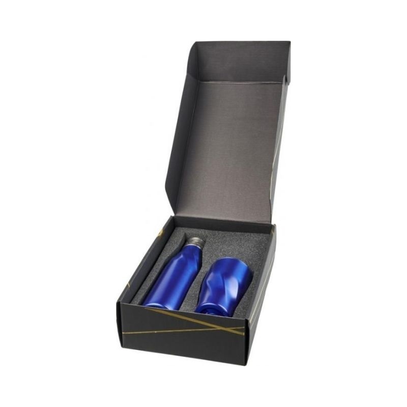 Logo trade business gifts image of: Hugo copper vacuum insulated gift set, blue