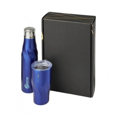 Logo trade promotional giveaway photo of: Hugo copper vacuum insulated gift set, blue