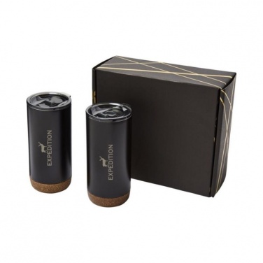 Logo trade business gifts image of: Valhalla tumbler copper vacuum insulated gift set, black