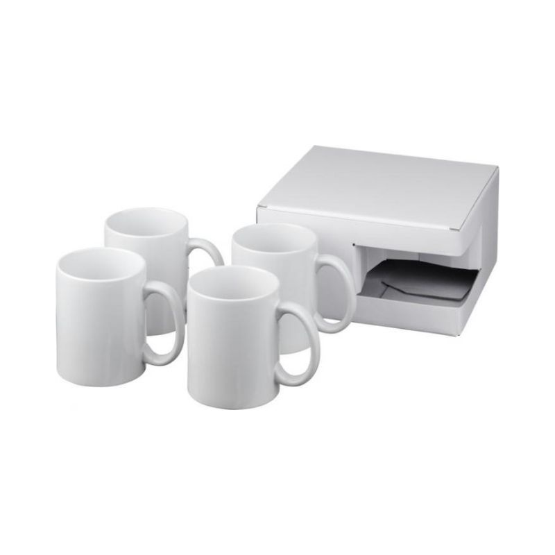Logo trade promotional item photo of: Ceramic mug 4-pieces gift set, white