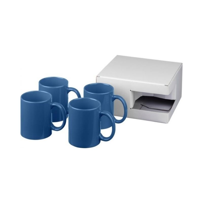 Logotrade advertising products photo of: Ceramic mug 4-pieces gift set, blue