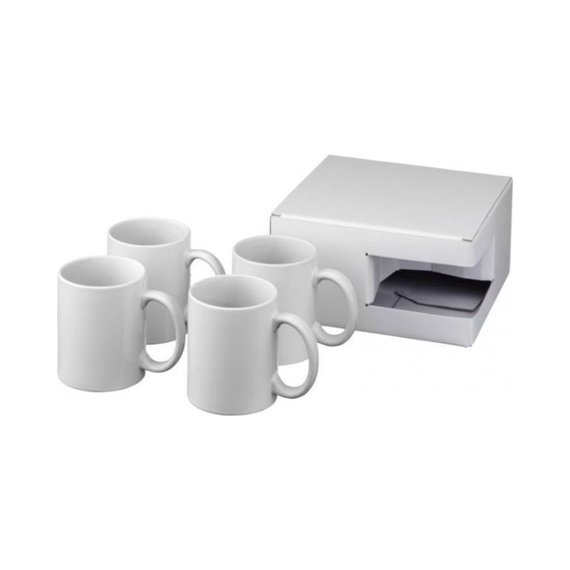Logo trade promotional items image of: Ceramic sublimation mug 4-pieces gift set, white