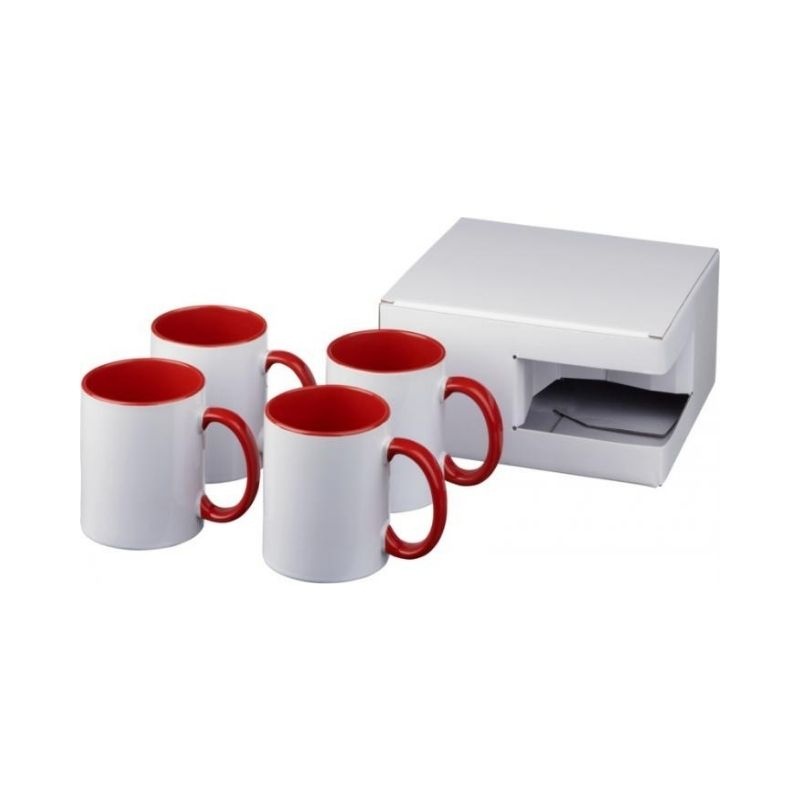 Logotrade business gift image of: Ceramic sublimation mug 4-pieces gift set, red
