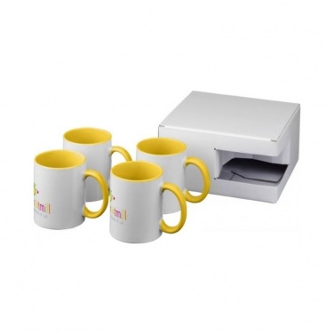 Logotrade promotional giveaway picture of: Ceramic sublimation mug 4-pieces gift set, yellow