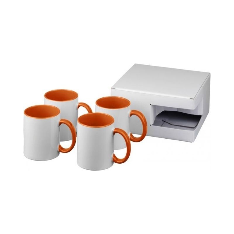Logo trade advertising products picture of: Ceramic sublimation mug 4-pieces gift set, orange