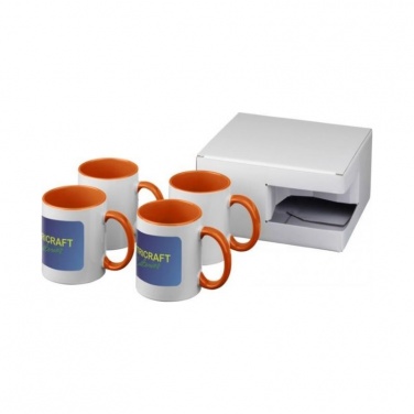 Logo trade business gift photo of: Ceramic sublimation mug 4-pieces gift set, orange