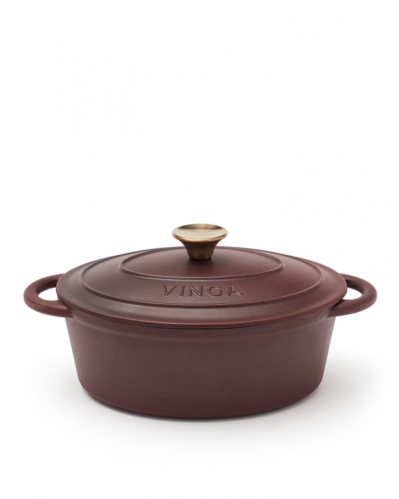 Logo trade promotional giveaways image of: Monte cast iron pot, oval, 3.5 L, burgundy