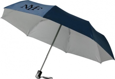 Logo trade promotional item photo of: 21.5" Alex 3-Section auto open and close umbrella, dark blue - silver