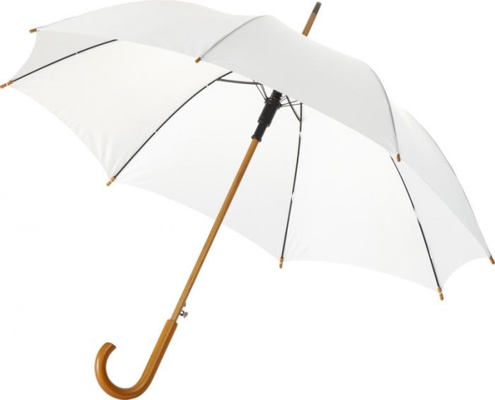 Logotrade promotional product picture of: Kyle 23" auto open umbrella wooden shaft and handle, white