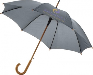 Logo trade corporate gift photo of: Kyle 23" auto open umbrella wooden shaft and handle, grey