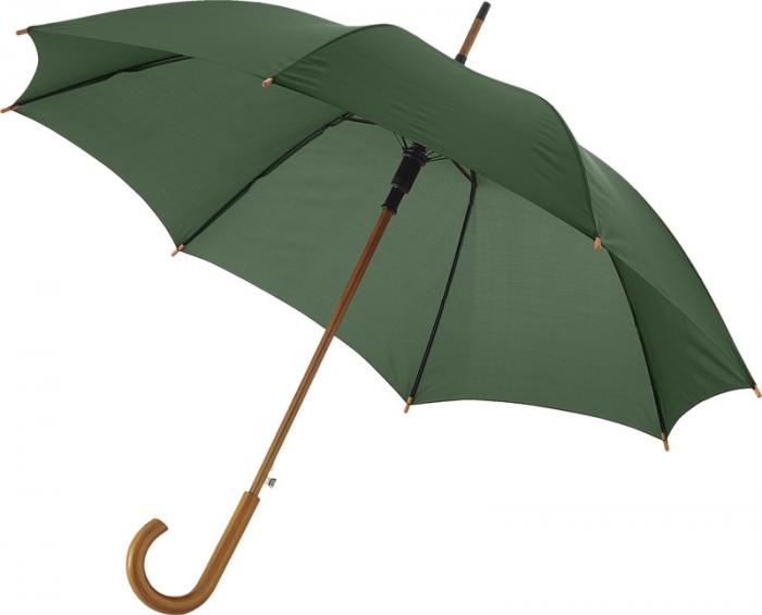 Logo trade promotional gifts picture of: Kyle 23" auto open umbrella wooden shaft and handle, forest green