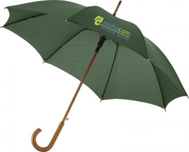 Logo trade advertising product photo of: Kyle 23" auto open umbrella wooden shaft and handle, forest green