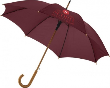 Logo trade promotional gifts picture of: Kyle 23" auto open umbrella wooden shaft and handle, brown