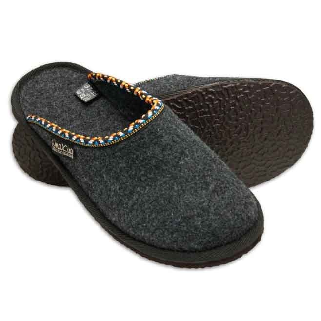 Logotrade promotional gift picture of: Natural felt and rubber slippers, dark gray