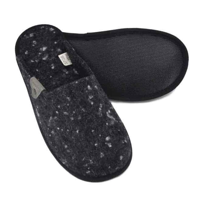 Logo trade promotional gifts image of: Natural felt variegated slippers, black