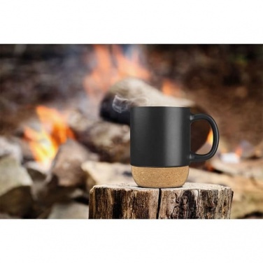 Logotrade promotional merchandise photo of: Ceramic Mug 350 ml with Cork Ground, black