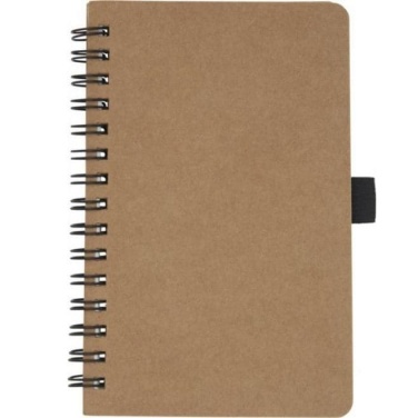 Logo trade promotional gifts image of: Cobble A6 wire-o recycled cardboard notebook, beige