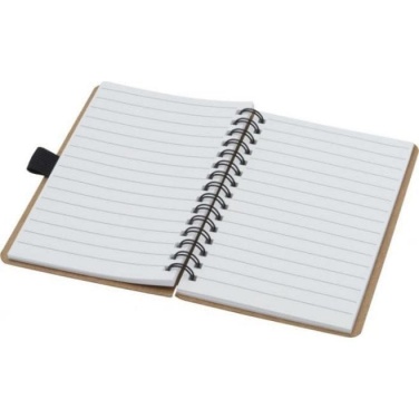 Logo trade promotional gift photo of: Cobble A6 wire-o recycled cardboard notebook, beige