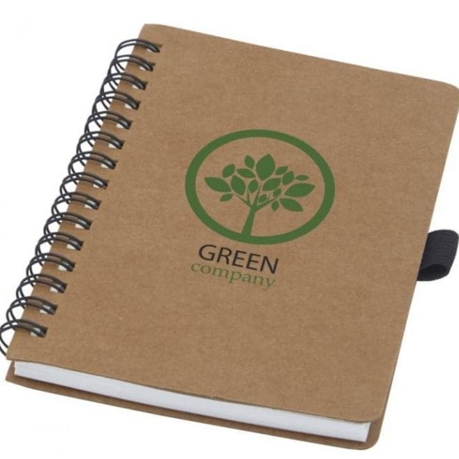 Logo trade promotional giveaways picture of: Cobble A6 wire-o recycled cardboard notebook, beige