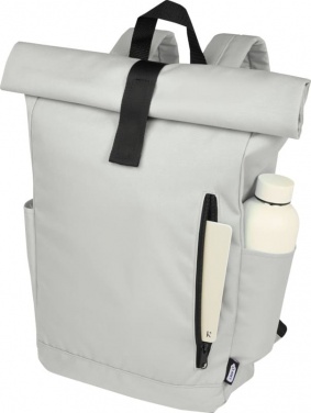 Logo trade promotional merchandise image of: Cool Byron 15.6" roll-top backpack 18L, light grey