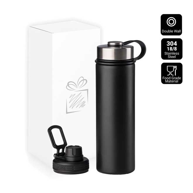 Logotrade promotional giveaway picture of: Nordic Thermal Mug, 650 ml, with 2 lids, black