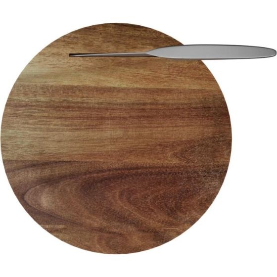 Logo trade promotional items image of: Wooden cutting board and knife set, natural