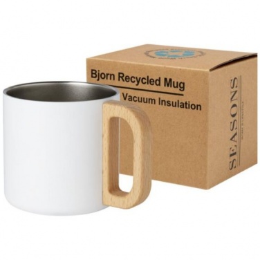 Logo trade promotional items image of: Bjorn 360 ml RCS certified recycled stainless steel mug, white