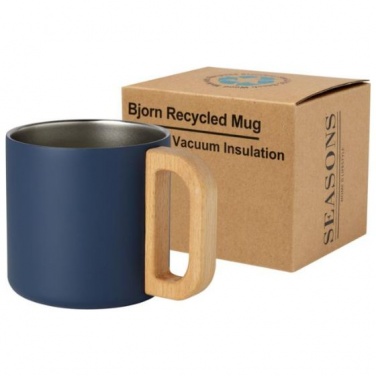 Logo trade promotional merchandise picture of: Bjorn 360 ml RCS certified recycled stainless steel mug, blue