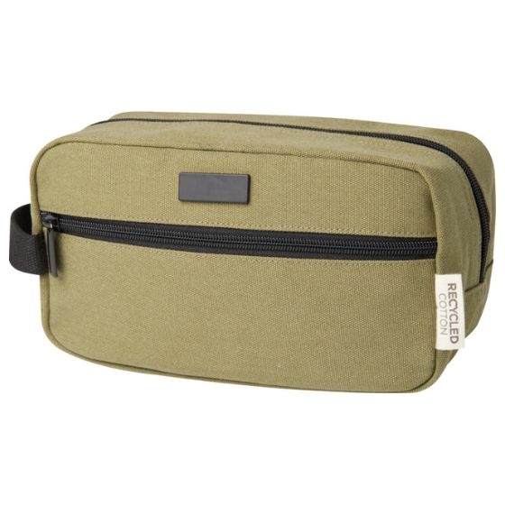 Logo trade promotional giveaways image of: Joey GRS recycled canvas travel accessory pouch bag 3,5 l, olive