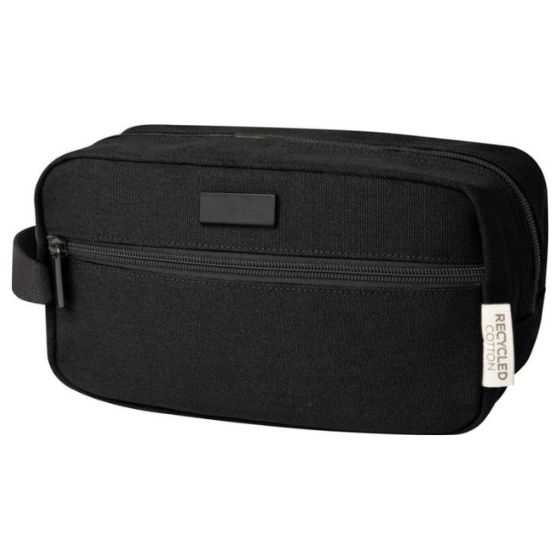 Logo trade promotional gift photo of: Joey GRS recycled canvas travel accessory pouch bag 3,5 l, black