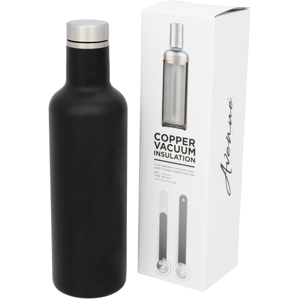 Pinto 750 ml copper vacuum insulated bottle, Solid black, colour variant