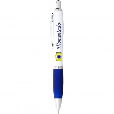 Logo trade promotional products image of: Nash ballpoint pen white barrel and coloured grip