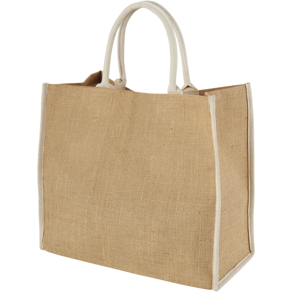 Logo trade promotional gifts image of: Harry coloured edge jute tote bag 25L