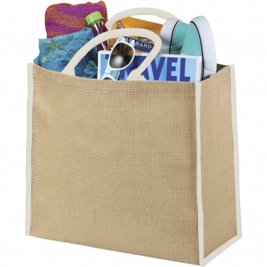 Logo trade business gifts image of: Harry coloured edge jute tote bag 25L