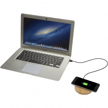 Logo trade promotional giveaways picture of: Essence 5W bamboo wireless charging pad