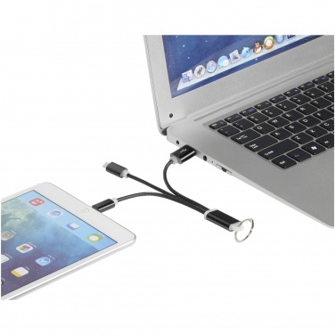 Logo trade promotional giveaways picture of: Metal 3-in-1 charging cable with keychain
