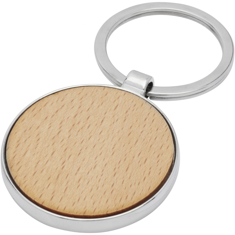 Logo trade advertising products picture of: Moreno beech wood round keychain