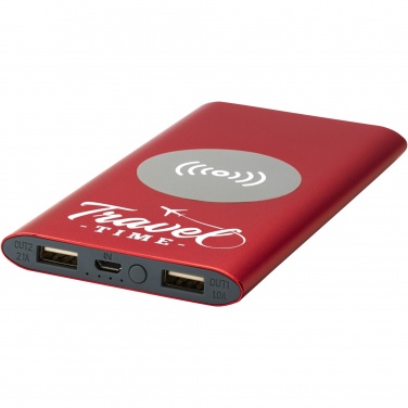 Juice 8000 mAh wireless power bank with logo, red – detail view 4