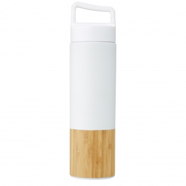 Torne 540 ml stainless steel bottle with bamboo outer wall, White – detail view 2