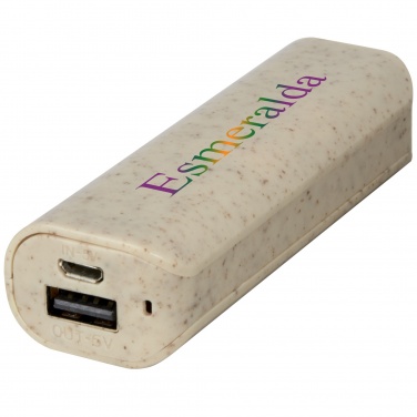 Yoko 1200 mAh wheat straw power bank with logo – detail view 4