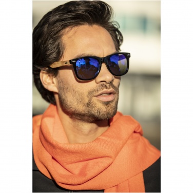 Logotrade business gift image of: Hiru rPET/wood mirrored polarized sunglasses in gift box