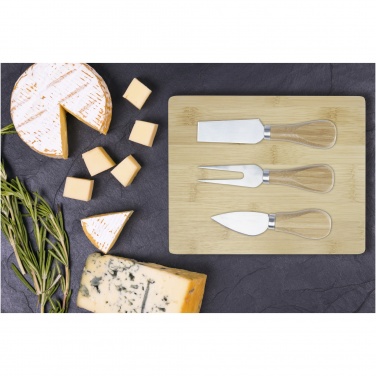 Logo trade business gifts image of: Ement bamboo cheese board and tools