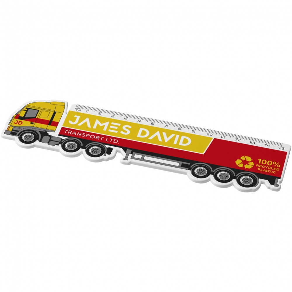 Logo trade corporate gifts image of: Tait 15 cm lorry-shaped recycled plastic ruler