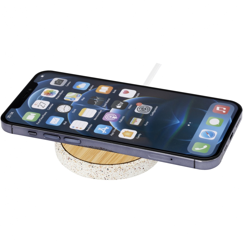Logo trade promotional giveaways image of: Terrazzo 10W wireless bamboo charging pad