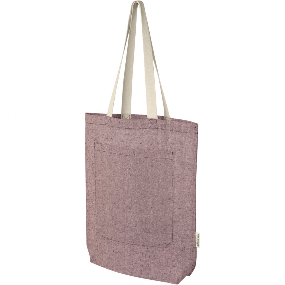 Logo trade promotional giveaways image of: Pheebs 150 g/m² recycled cotton tote bag with front pocket 9L