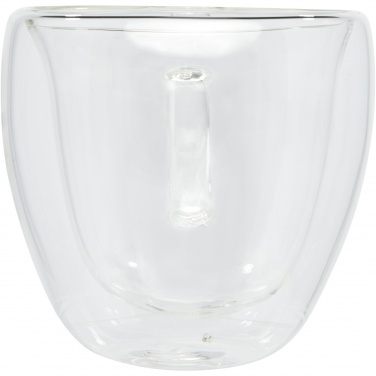 Logo trade promotional giveaway photo of: Manti 2-piece 100 ml double-wall glass cup with bamboo coaster 