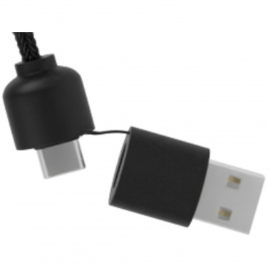 Logotrade corporate gift image of: SCX.design C38 5-in-1 rPET light-up logo charging cable with squared wooden casing