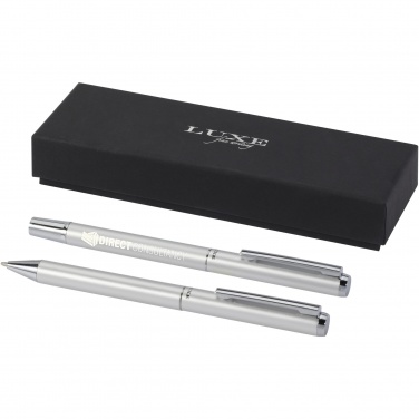 Logotrade advertising product picture of: Lucetto recycled aluminium ballpoint and rollerball pen gift set