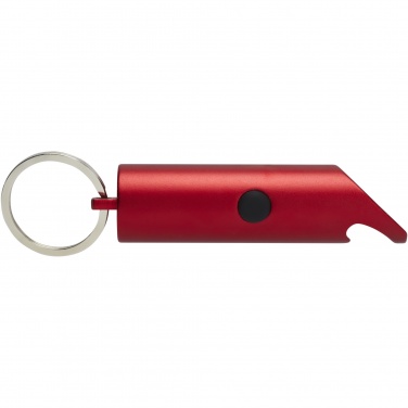 Logotrade promotional gift image of: Flare RCS recycled aluminium IPX LED light and bottle opener with keychain
